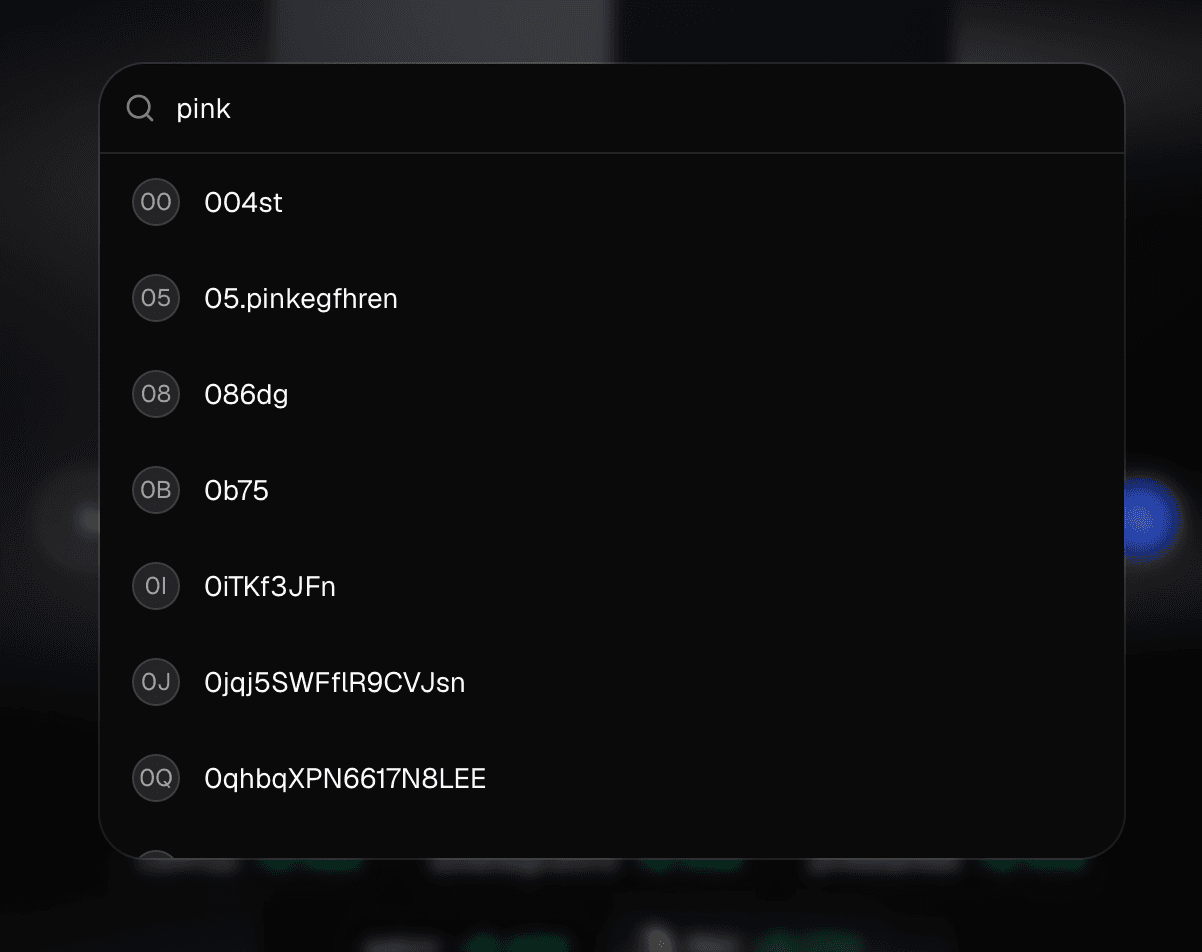 The Cmd+K search dialog showing trader search results with avatars and names